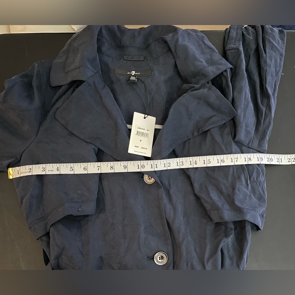NWT 7 For All Mankind Navy Blue Trench Coat Jacket Size M - Picture 5 of 11